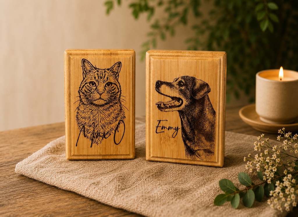 Custom Engraved Wooden Bamboo Urn